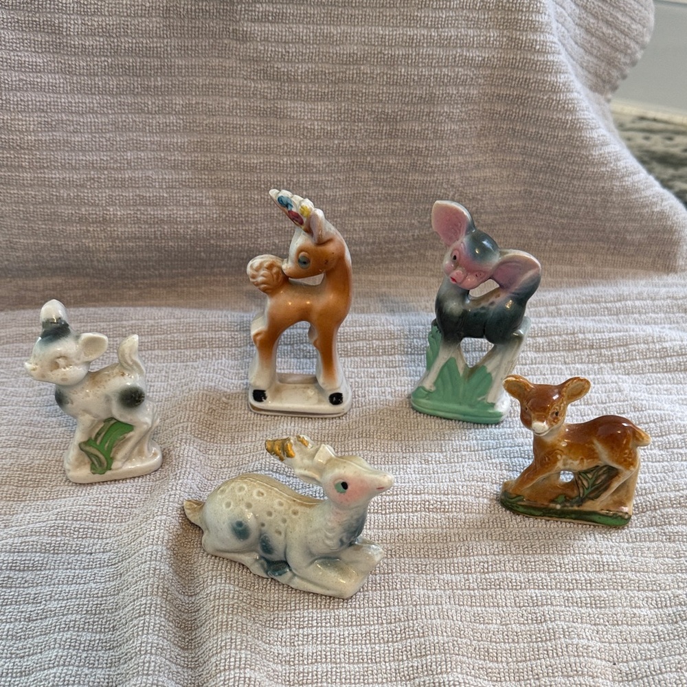 Vintage Set of Ceramic deer  Figurines made in Japan